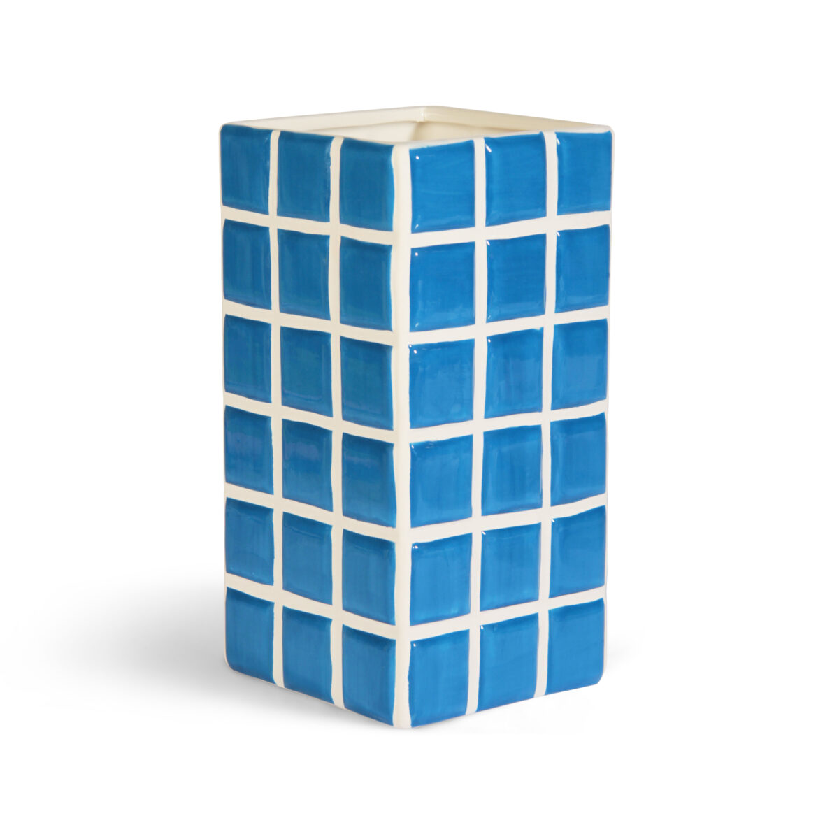 VASE CARRELAGE BLEU 23cm - OPJET PARIS