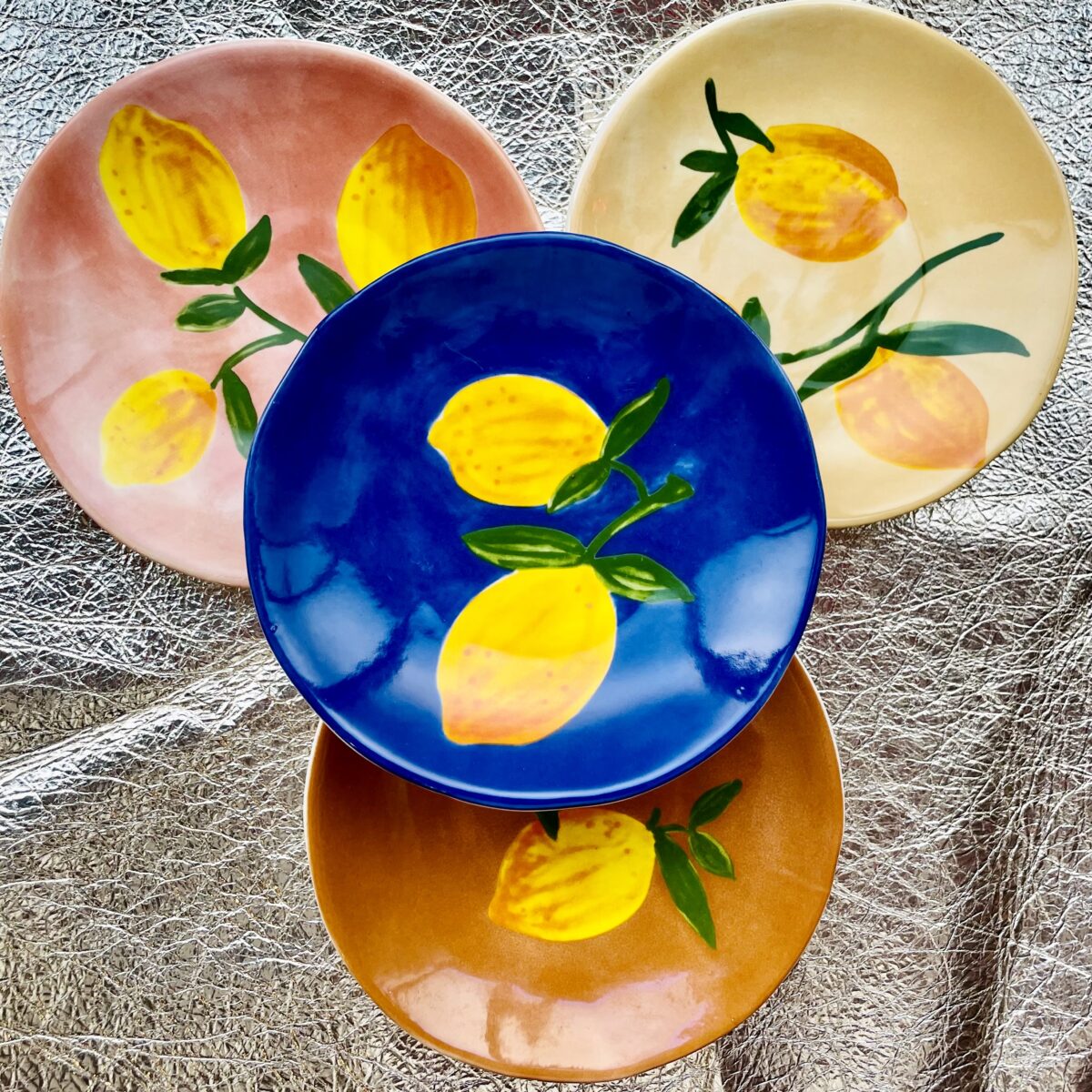 Assiette à Dessert Céramique Memento Table - Fabriquée En Italie, Peinte à La Main, Couleur Citron Vert